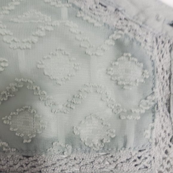 Paper & Crane Dot Fabric and Lace Button Up Blouse Sage Green Long Sleeve Sz. S - Picture 7 of 14